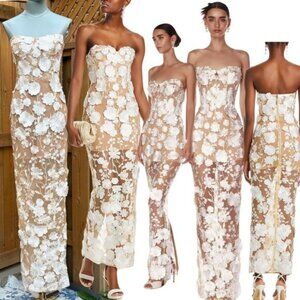 🆕 BRONX & BANCO 🧿 NWOT Jasmine Blanc Bridal Maxi Dress, Sz XS US 2